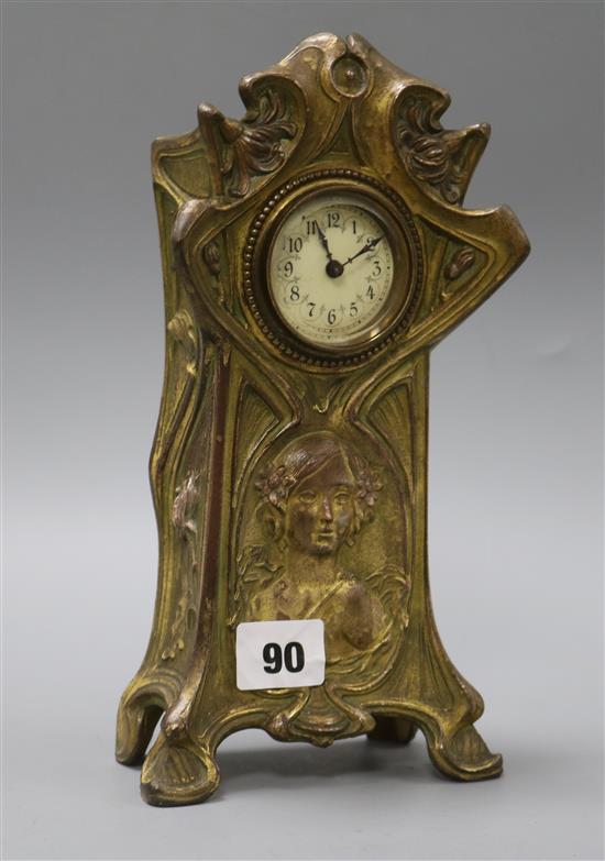 An Art Nouveau gilt metal mantel clock, signed Paul Dubois height 25cm